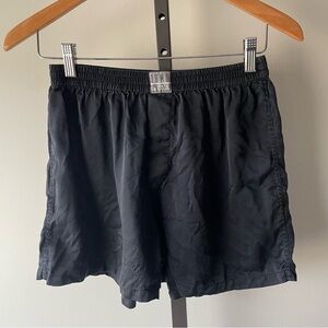 Vintage 100% Silk La Senza Sleep PJ Shorts Black Size Small